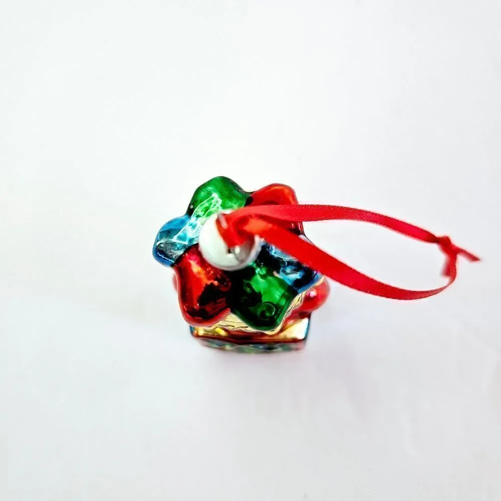 Vintage Blown Glass Clown Jack-In-The-Box Hand Painted Christmas Tree Ornament